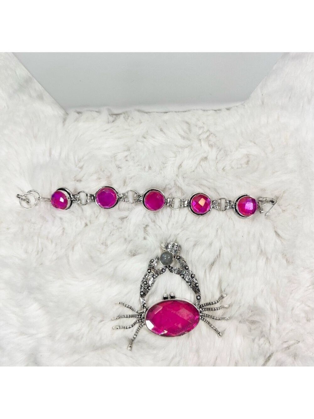 Pink 🔥 Fire Topaz 925 Large Crab Pendant & Bracelet - Picture 5 of 9